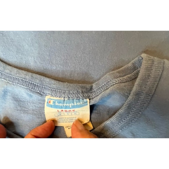 Vintage 90s - Y2K Champion Spellout T-shirt L Blue - Picture 3 of 6
